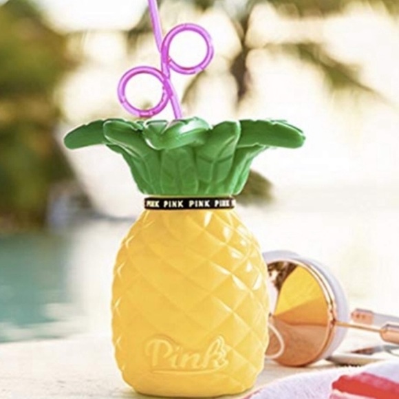 VS PINK Pineapple Straw Cup Bottle